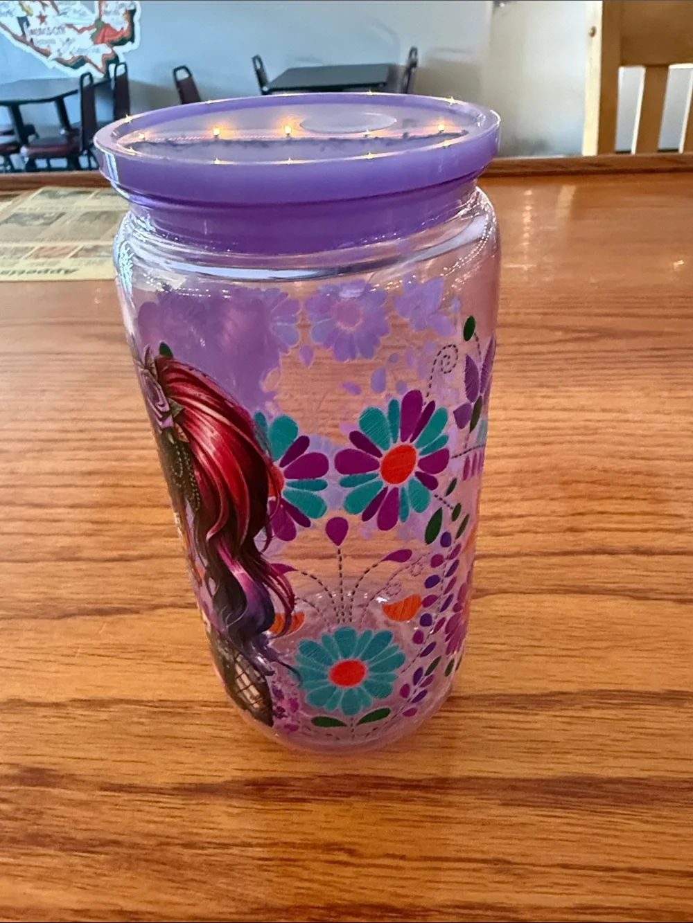Purple Sugar Skull Gothic Plastic Cup 16oz